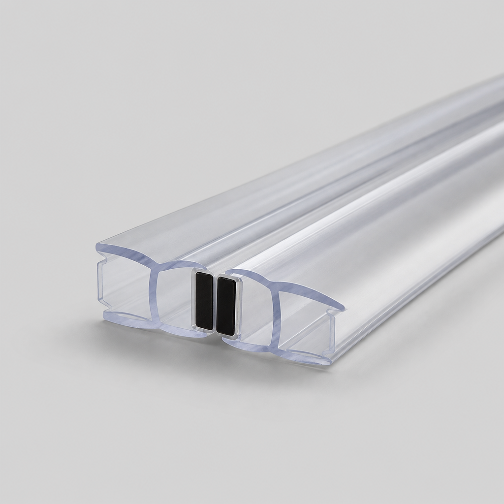 MAG002CP - Chrome Magnetic Shower Screen Seal - Fits 8mm Glass - 1 Pair - Length of 2000mm