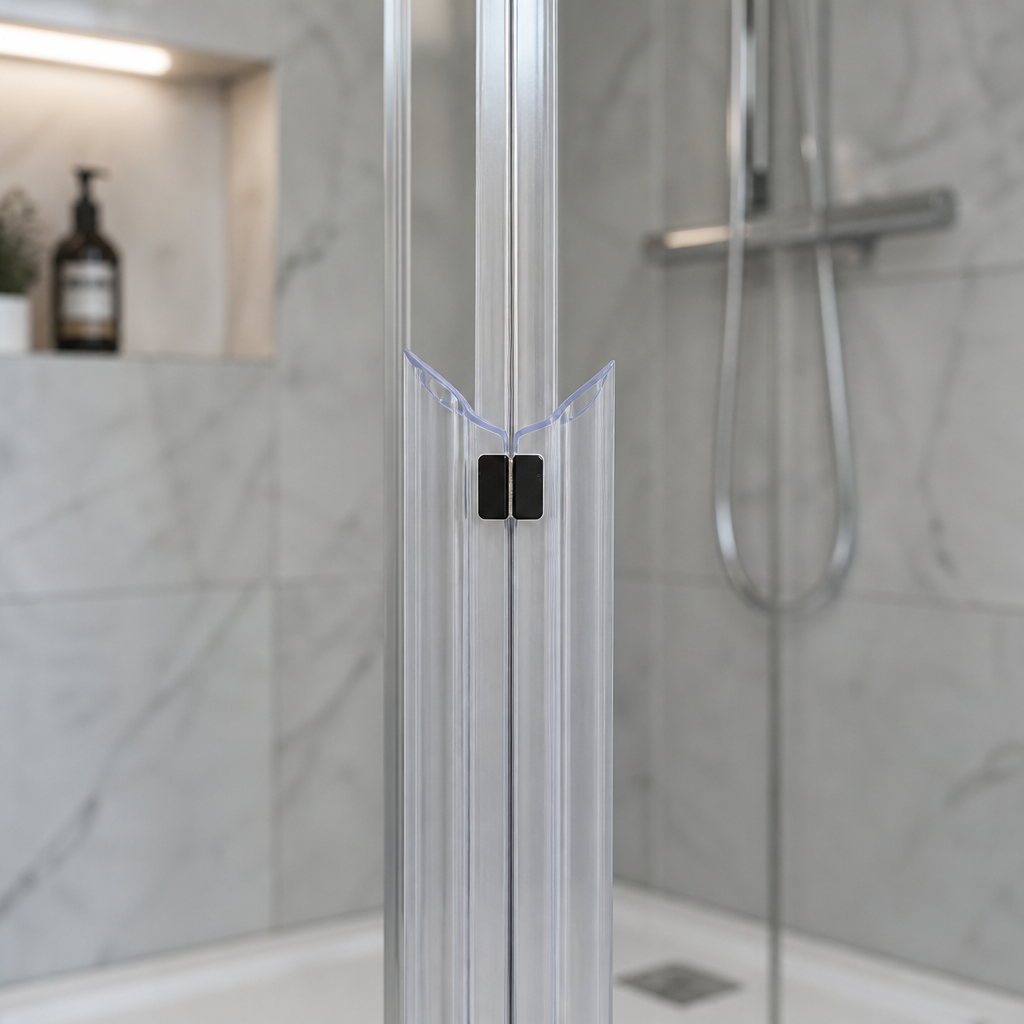 MAG004 - Magnetic Shower Screen Seal - Fits 4-6mm Glass - 1 Pair - Lengths of 2000mm and 2600mm