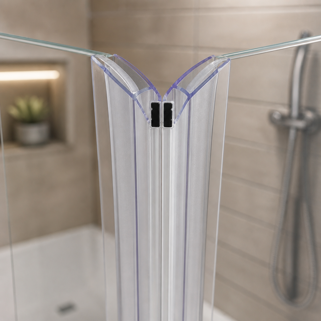MAG012 - Magnetic Shower Screen Seal - Fits 8-10mm Glass - 1 Pair - Lengths of 2000mm and 2600mm