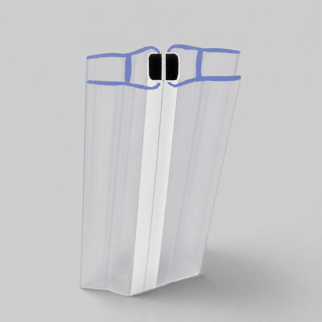 MAG017 - Magnetic Shower Screen Seal - Fits 10-12mm Glass - 1 Pair - Length of 2000mm