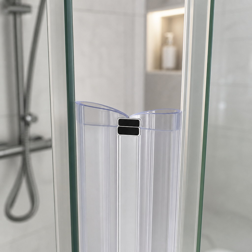 MAG025 - Magnetic Shower Screen Seal - Fits 4-6mm Glass - 1 Pair - Length of 2000mm