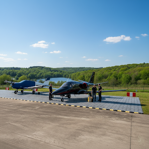 Portable ground protection flooring for festivals, helipads, and construction