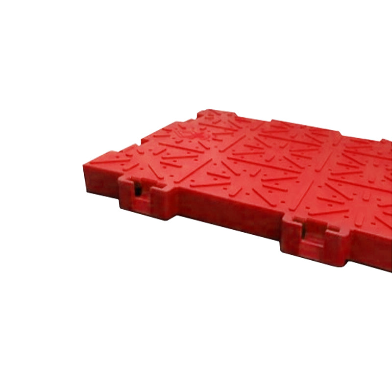 Red interlocking ground protection tile with textured non-slip surface