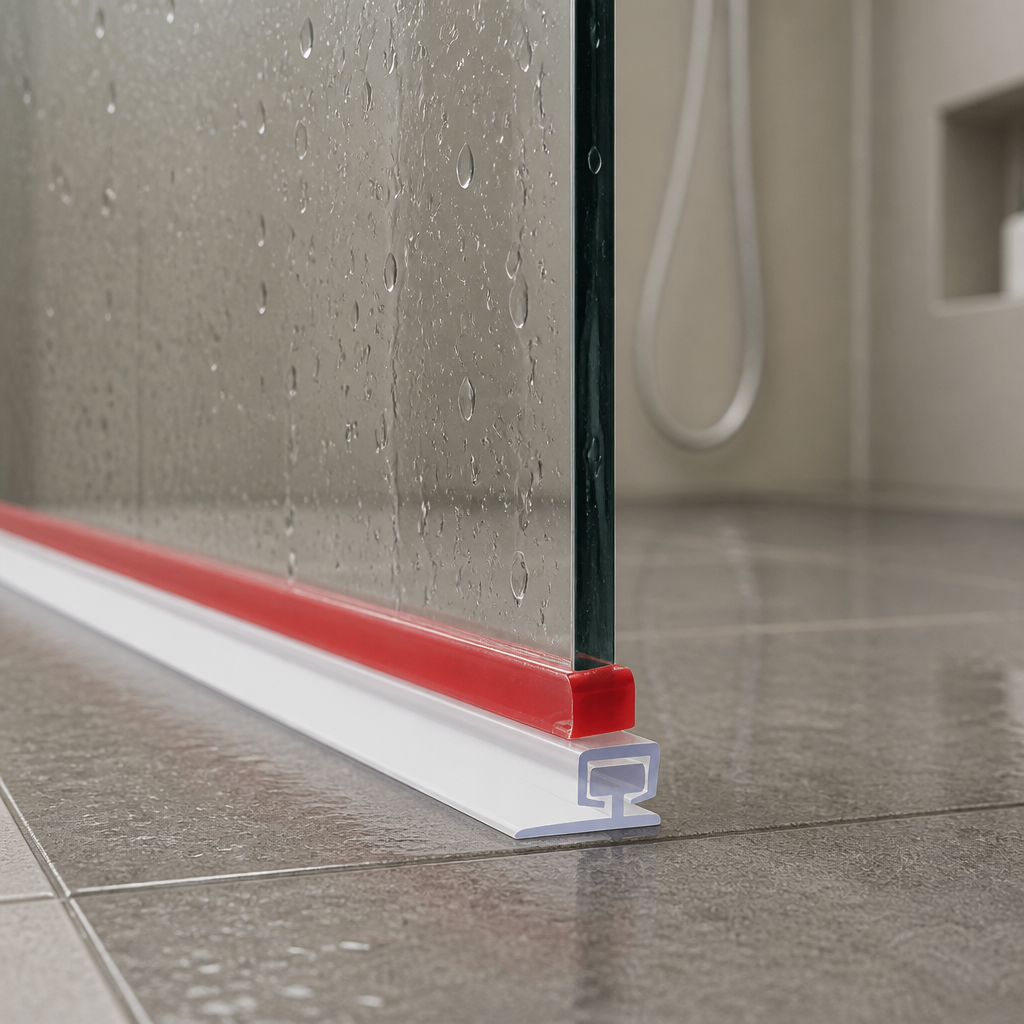 SEAL132T - Shower Screen Seal - Self-Adhesive - With VHB Tape + T Seal - Fits Glass Thickness of 5mm+