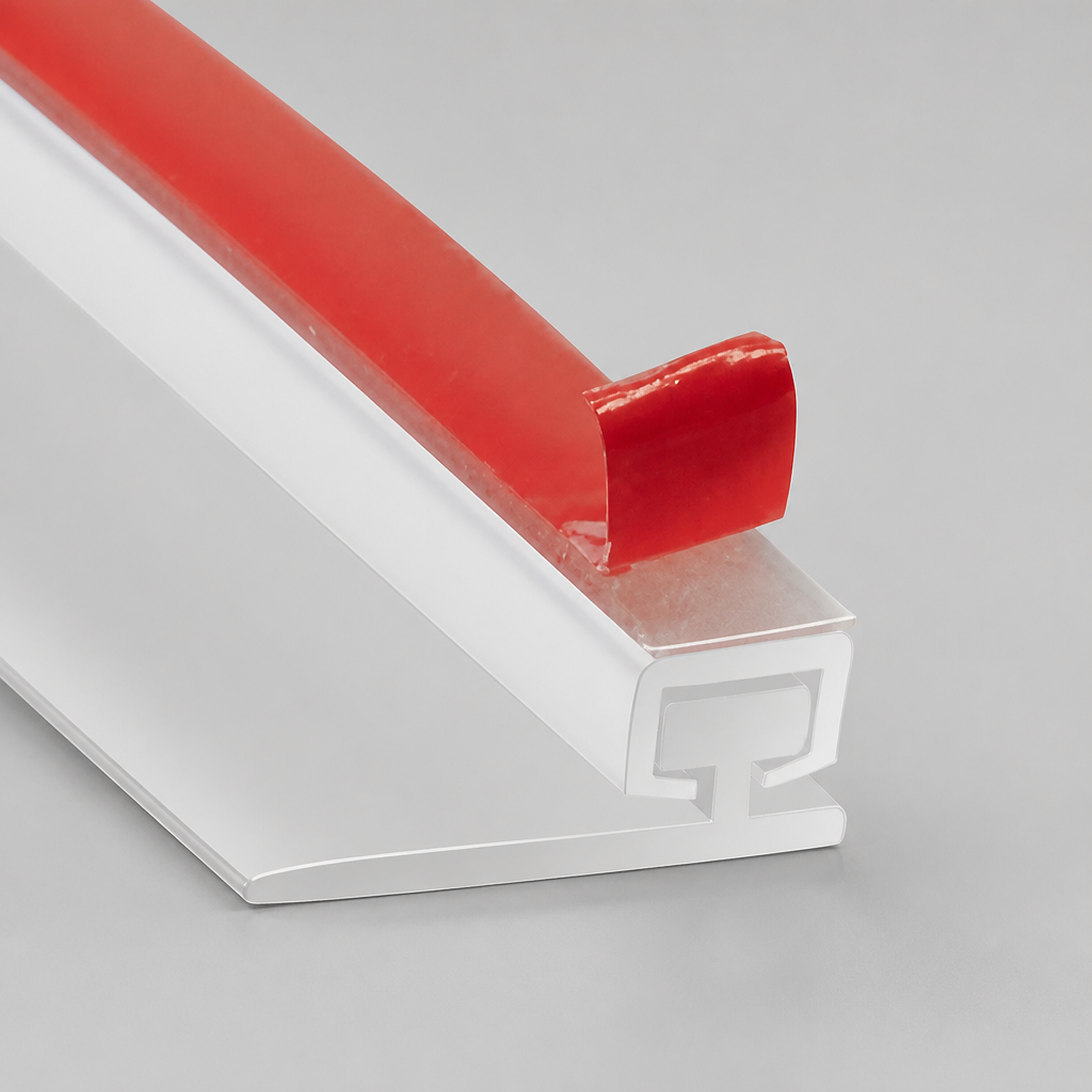 SEAL132T - Shower Screen Seal - Self-Adhesive - With VHB Tape + T Seal - Fits Glass Thickness of 5mm+