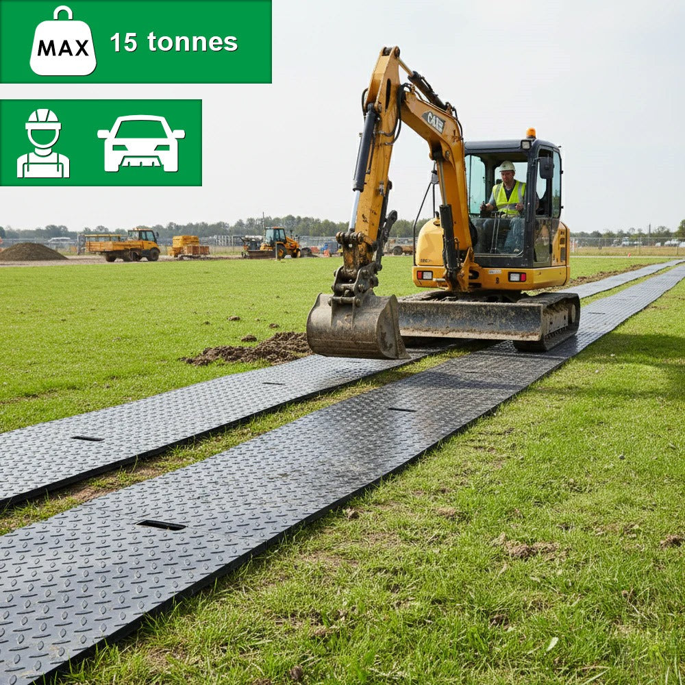 Single sided black access mat with non-slip diamond surface