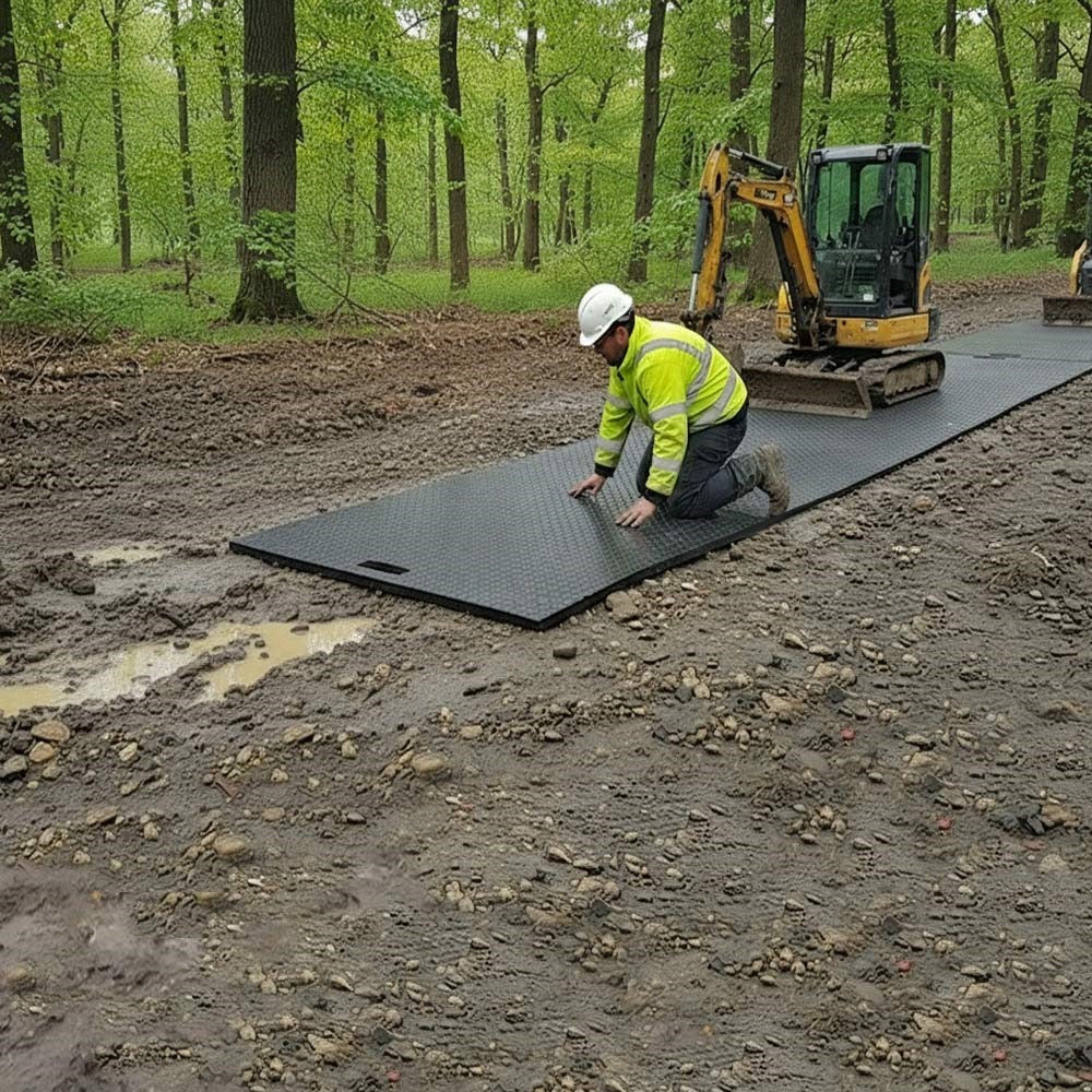 Temporary roadway mat preventing vehicles from sinking