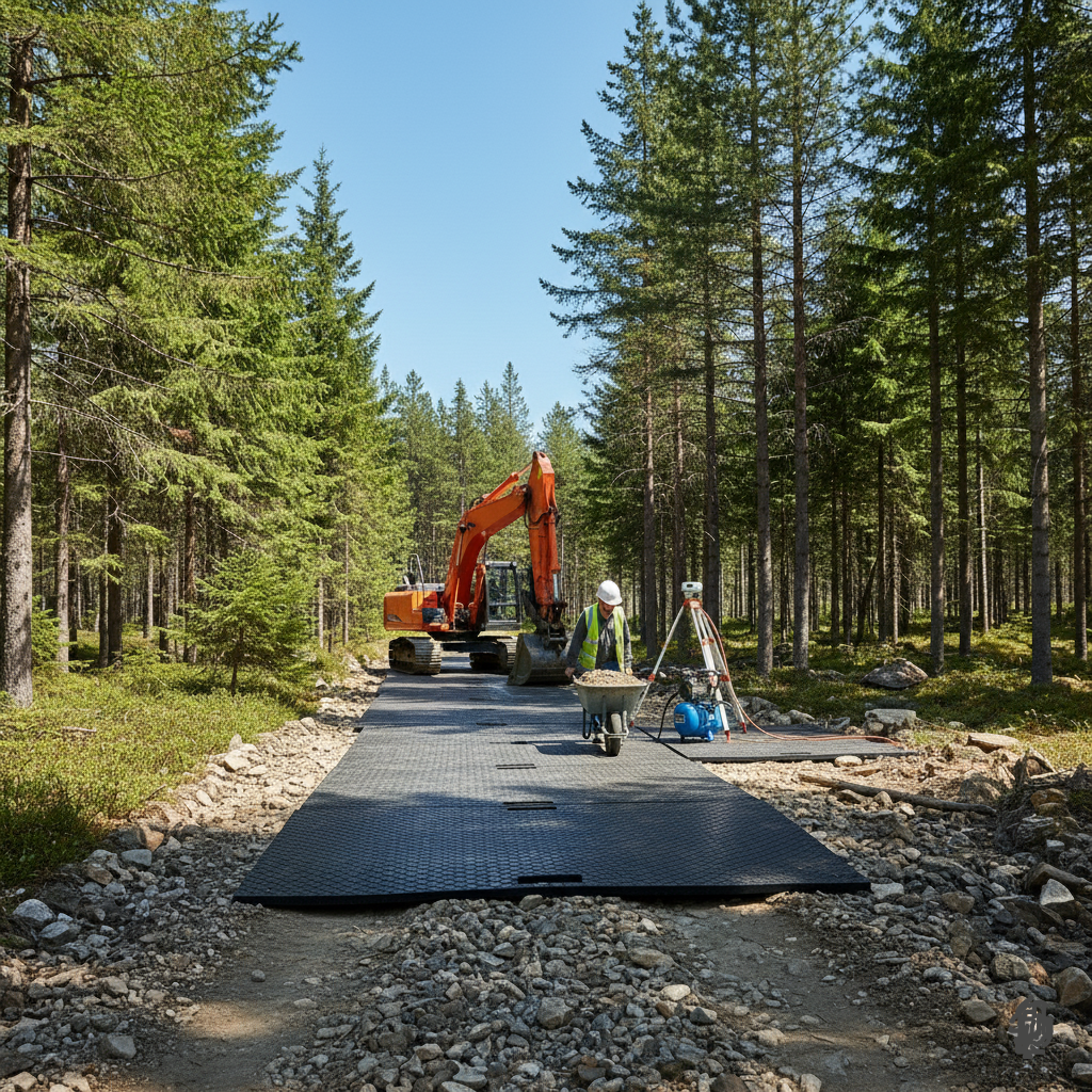 Temporary walkway mat for pedestrian and light equipment access