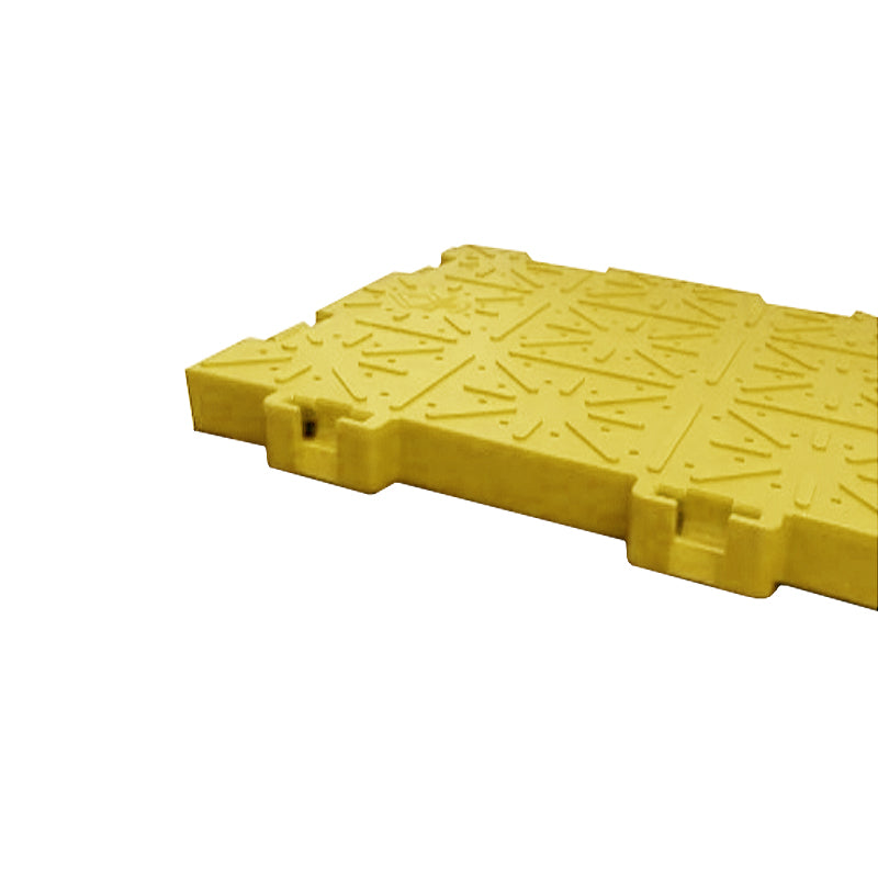 Yellow interlocking ground protection tile with textured non-slip surface