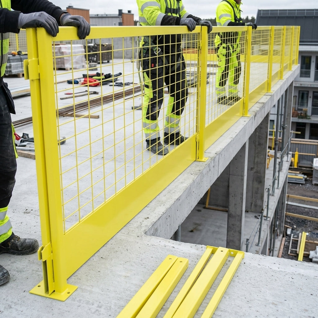Steel Mesh Edge Protection Barrier with Integrated Toe Board – EN13374