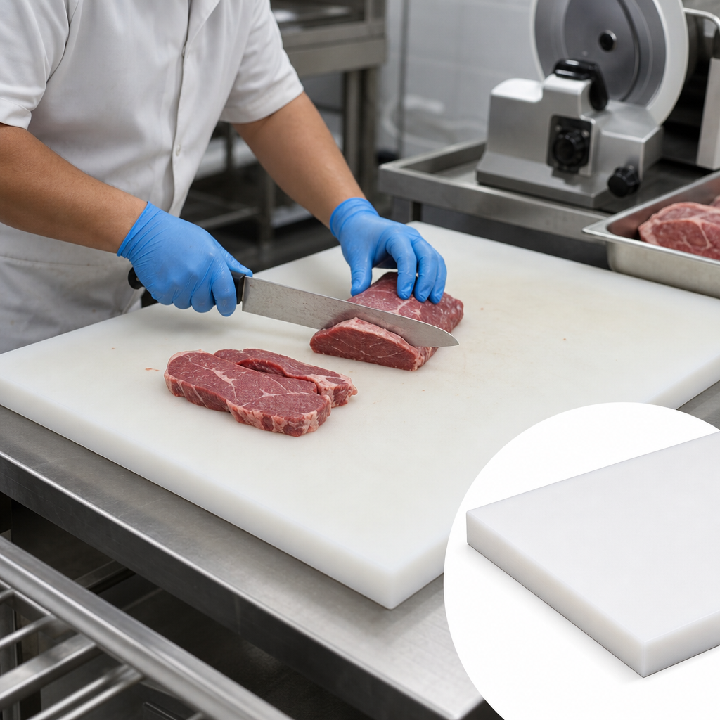 High Density Polyethylene Natural (milky-white) / Black Sheet 10mm to 30mm thick for Cutting boards & wear strips - UK Engineering Plastics