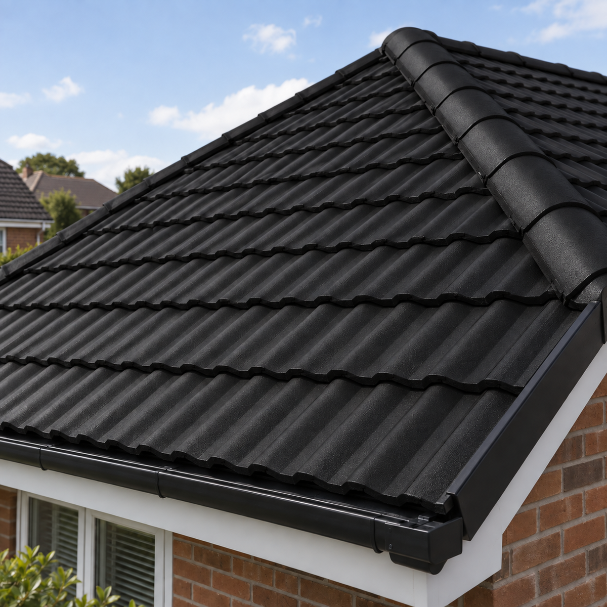 Black illustrative application: Acrylic Roof Tile Paint – Refresh & Protect Tiled Roofs