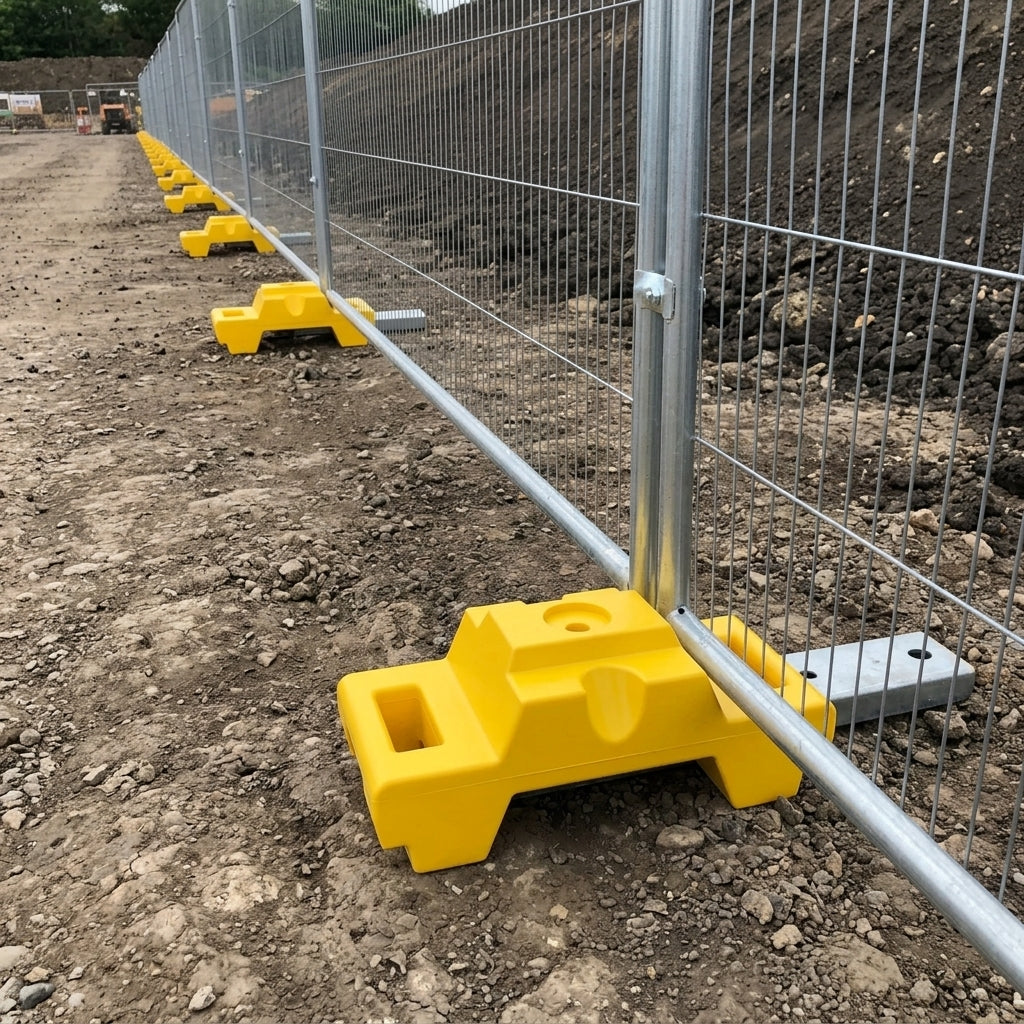 Lightweight Ballast Block with Carry Handles for Temporary Fencing
