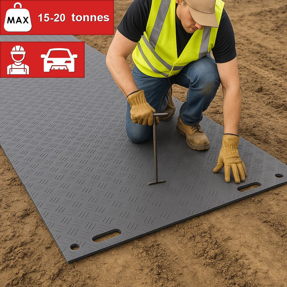 High-Strength DeckTuff™ Access Mat Non-Slip, 20 Tonne Capacity Ideal for Groundworks & Utilities