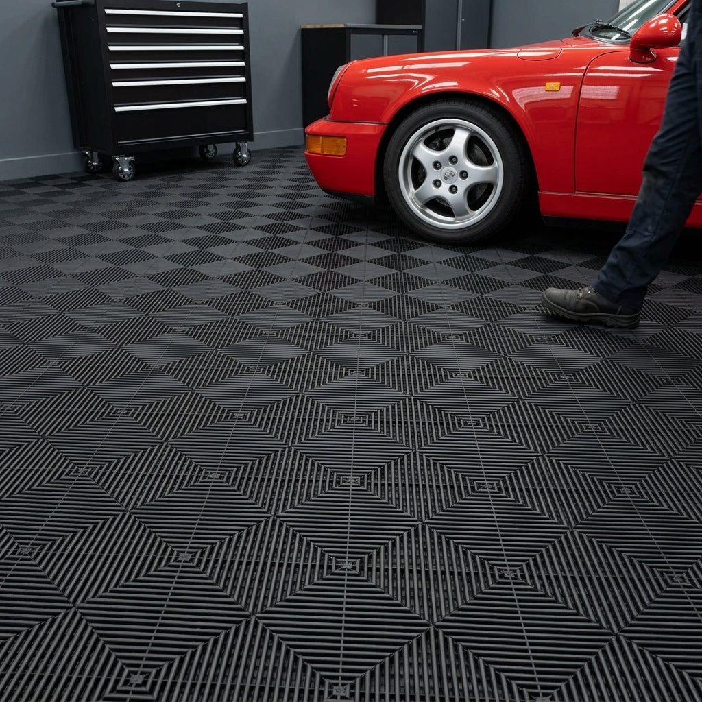 Interlocking Ribbed Modular Floor Tile – Recycled Polypropylene