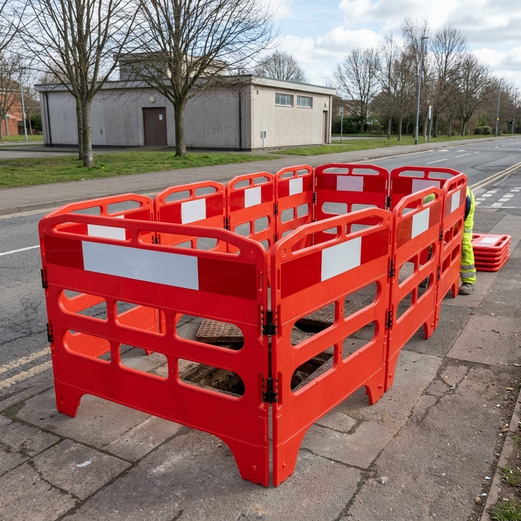 Utility Safety Barrier with Reflective Panels
