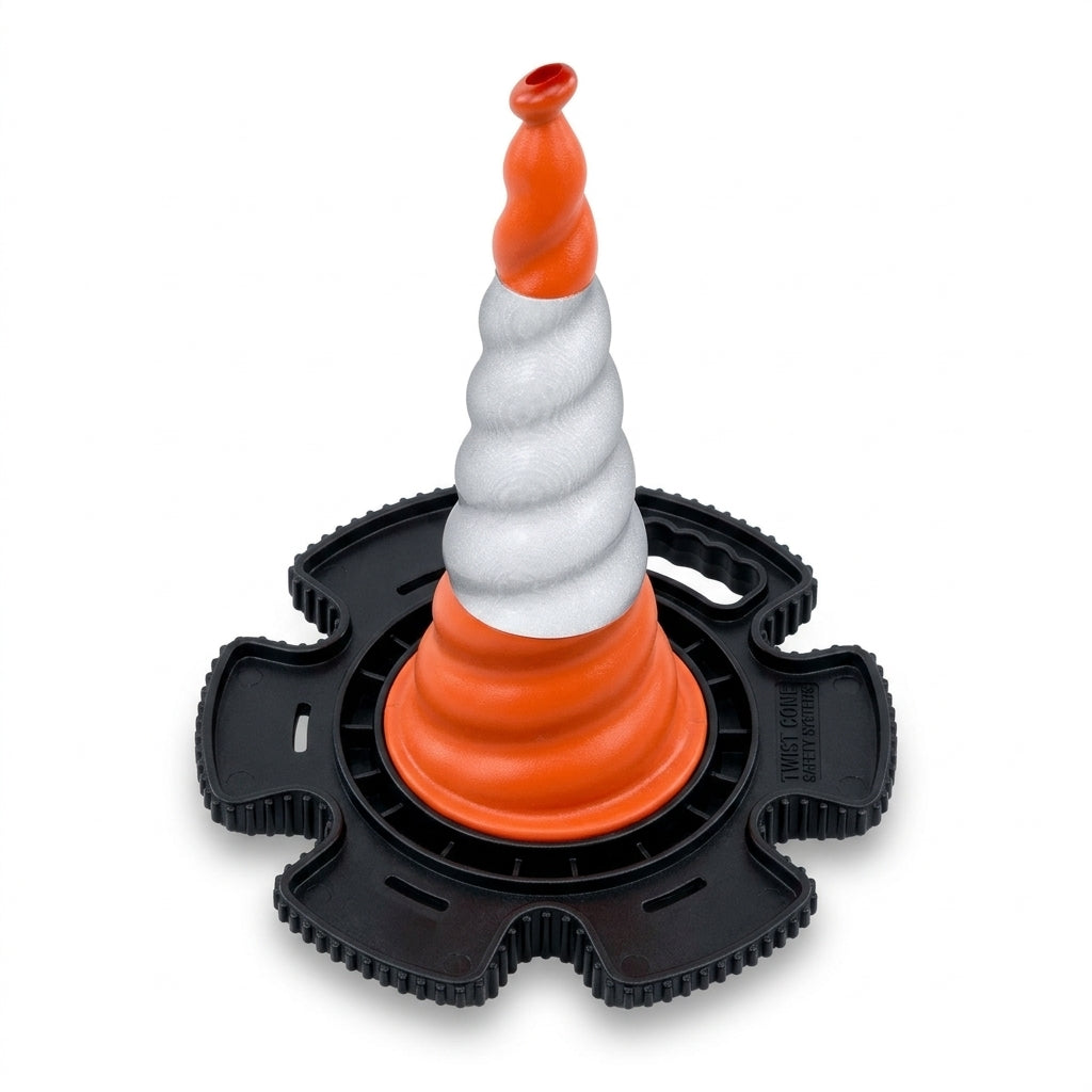 Twist Road Cone with Reflective Sleeve and Weighted Base (view 2)
