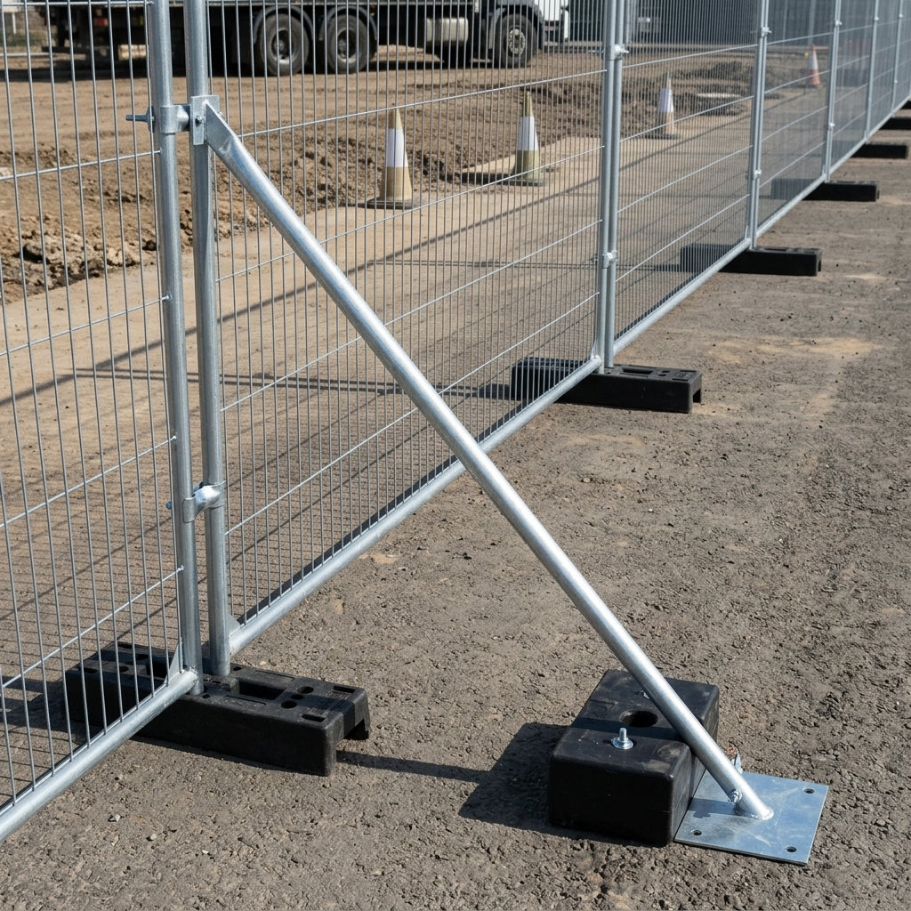 Temporary Fence Stabiliser Bar with Base Plate for Extra Support