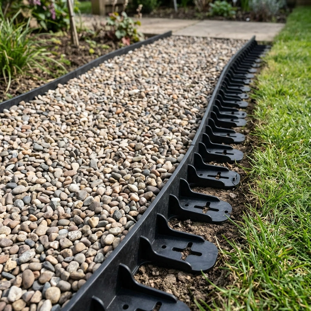 Flexible Gravel Retention Edging - Recycled Polyethylene, 0.8m Length