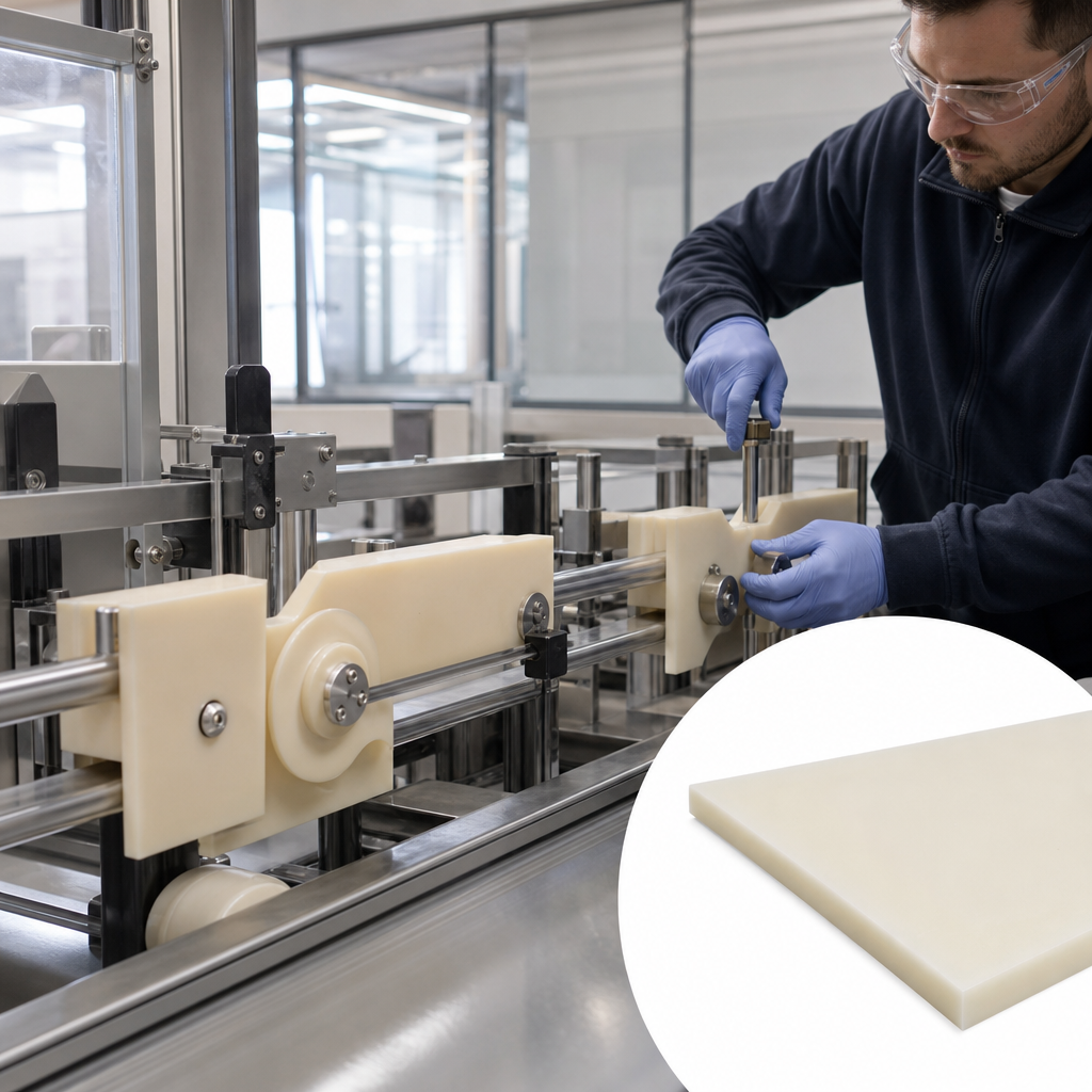 Nylon 66 Natural (cream) Sheet 2mm to 6mm thick for Wear pads & rollers - UK Engineering Plastics