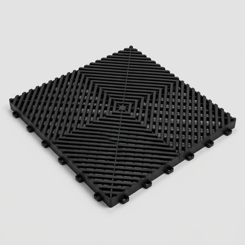 Interlocking Ribbed Modular Floor Tile – Recycled Polypropylene (view 2)