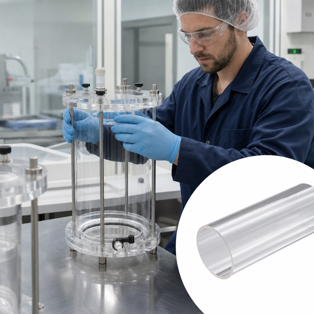 Extruded Clear Acrylic Tube 150mm to 250mm dia for Signage & furniture components - UK Engineering Plastics