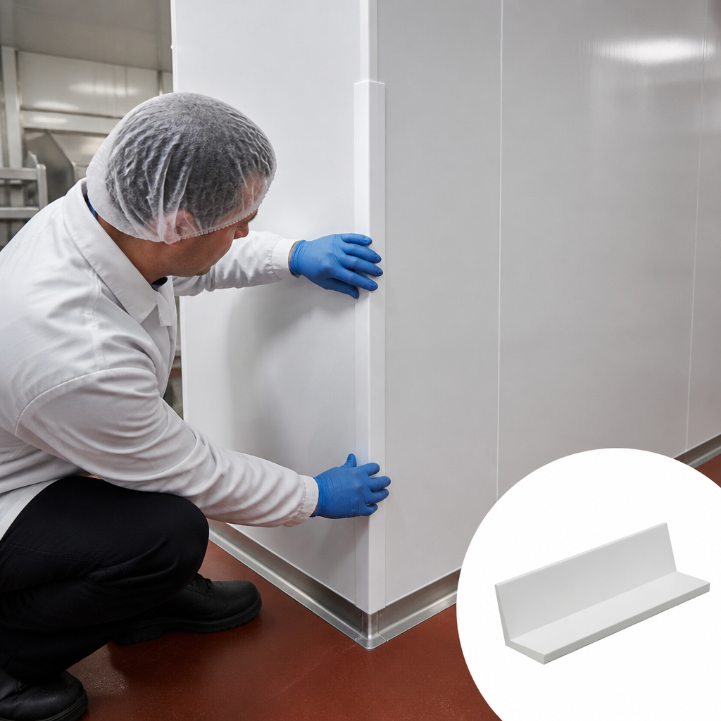 PVC Internal Angle 2" Satin Brilliant White 2440mm for Hygienic Wall Cladding - UK Engineering Plastics