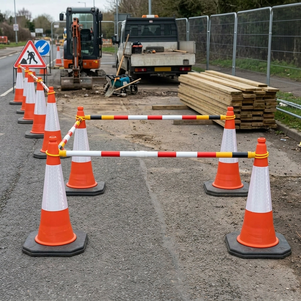 Extendable Traffic Cone Bar with Twist Lock - 1.3m to 2.22m