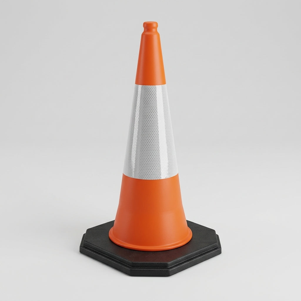 One Piece Traffic Cone with Weighted Base - 500mm or 750mm Height (view 2)