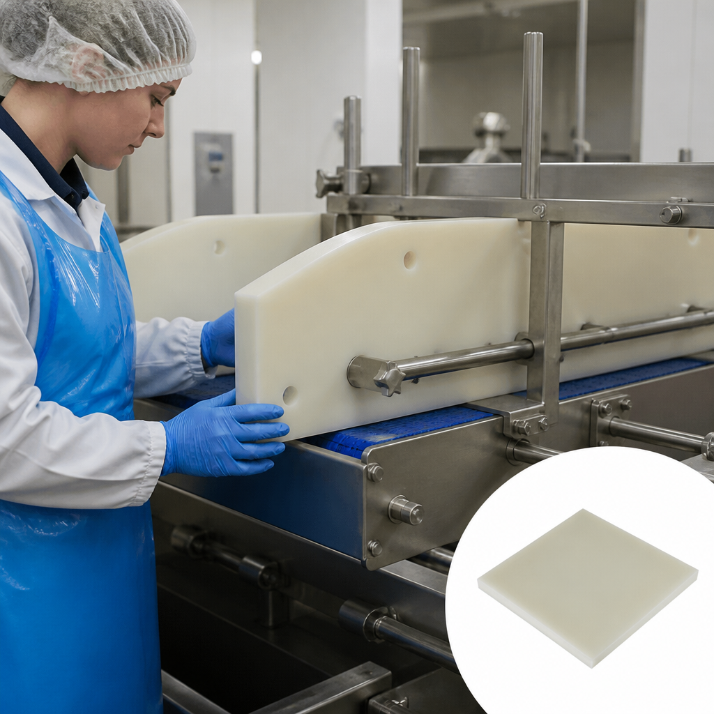 Natural Nylon 6.6 Sheet for Food Compliance Applications 30mm to 80mm thick - UK Engineering Plastics