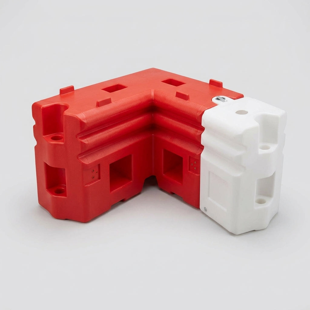 Angled Interlocking Traffic Barrier Section for Secure Connections (view 2)