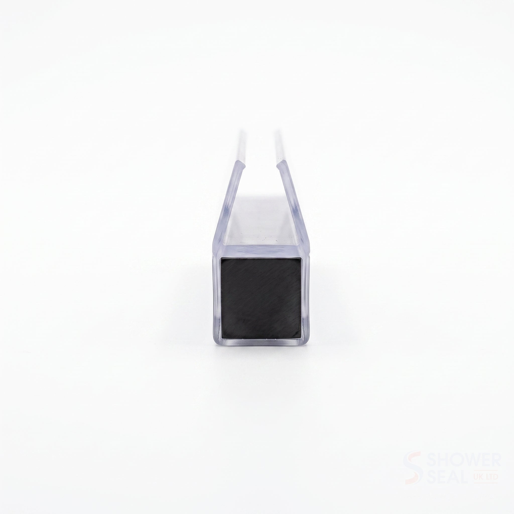 Magnetic shower seal cross-section - 13.5mm clear channel for 5-6mm glass over a 7.5x8.5mm black magnet block