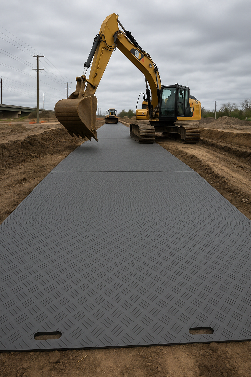 Dim Gray High-Strength DeckTuff™ Access Mat Non-Slip, 20 Tonne Capacity Ideal for Groundworks & Utilities