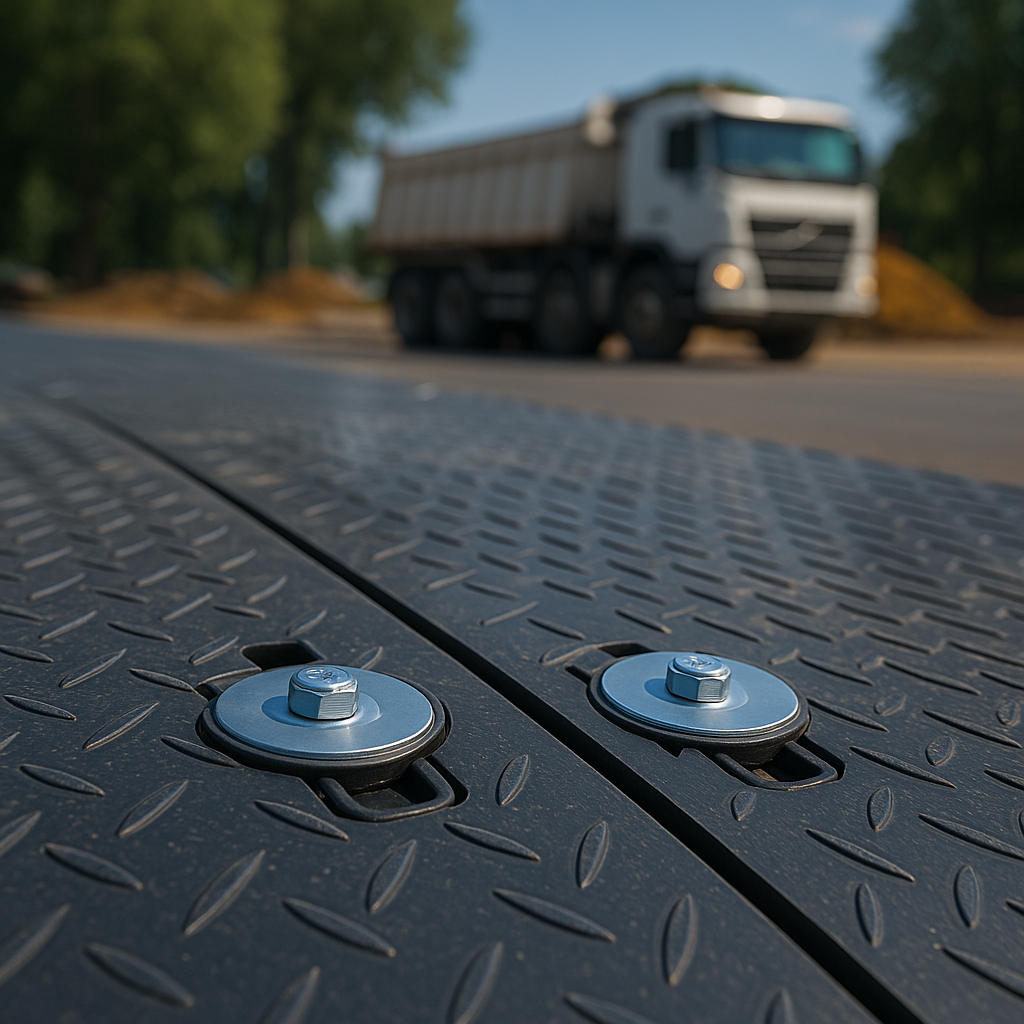 Dark Slate Gray Premium ChassisGuard™HD Access Mats Recycled HDPE 2400mm x 1200mm Trackway for Heavy Machinery