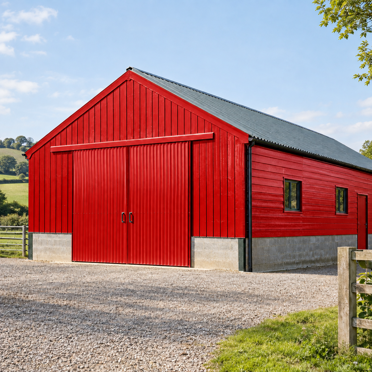 Postal Red illustrative application: Oil-Based Barn & Shed Paint – Exterior Wood & Metal Gloss