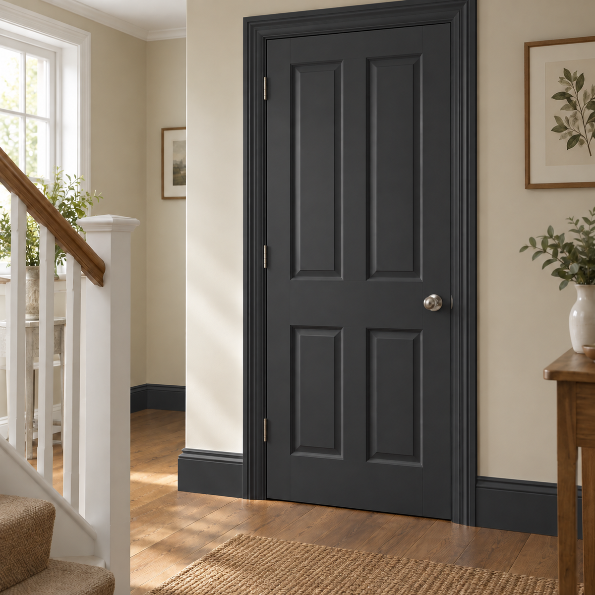 Black illustrative application: Oil-Based Satinwood Paint for Doors, Skirting & Trim