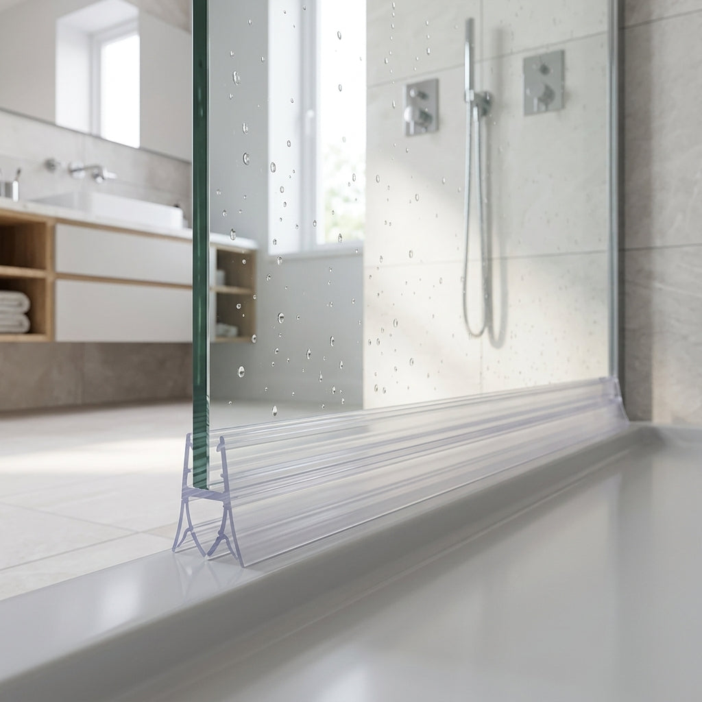 Shower screen seal installed on glass panel - Shower Screen Seal - Fits 8-10mm Glass - Fits 3mm to 7mm gaps