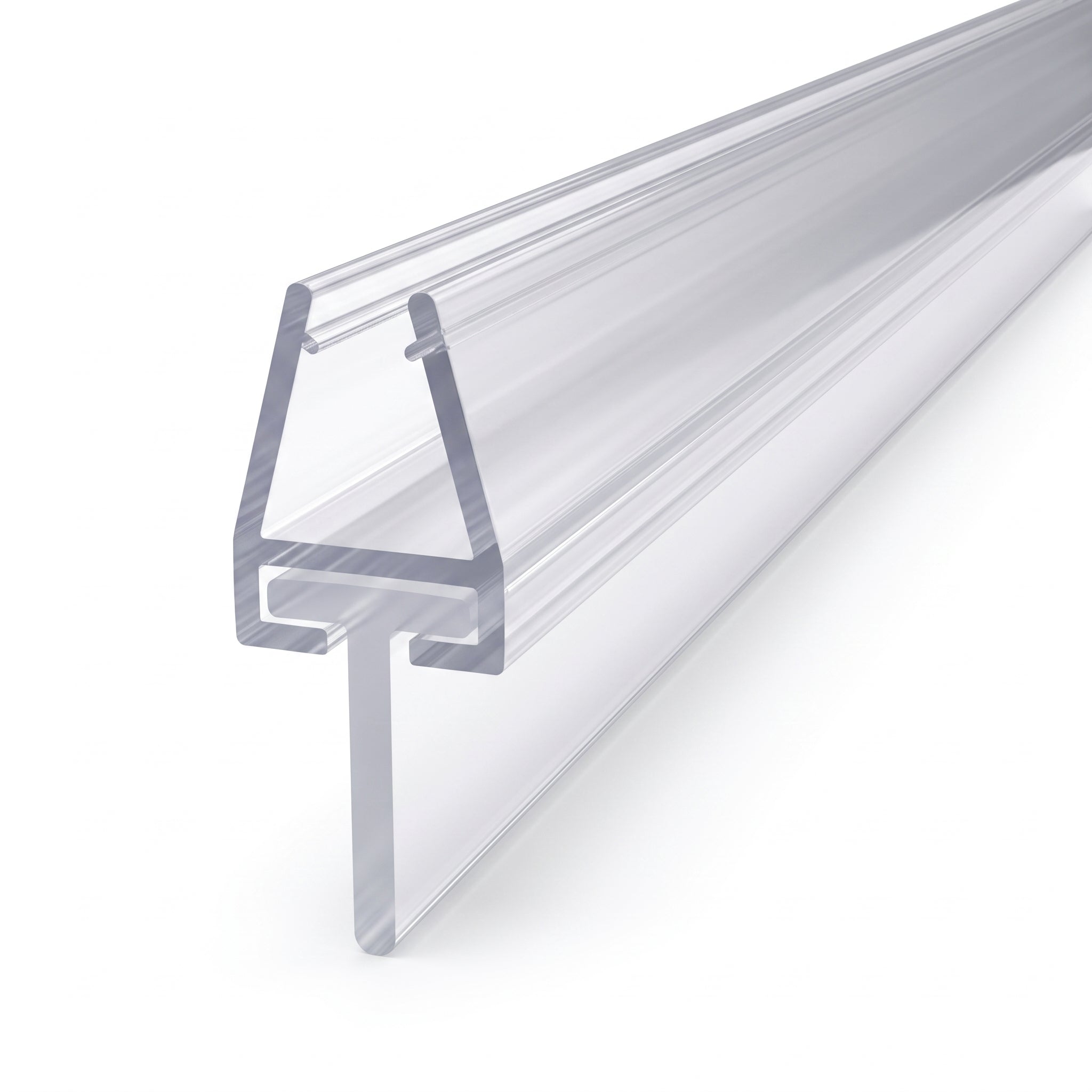 Two-part shower seal for 10mm glass - rigid carrier channel with slot-in T blade seal