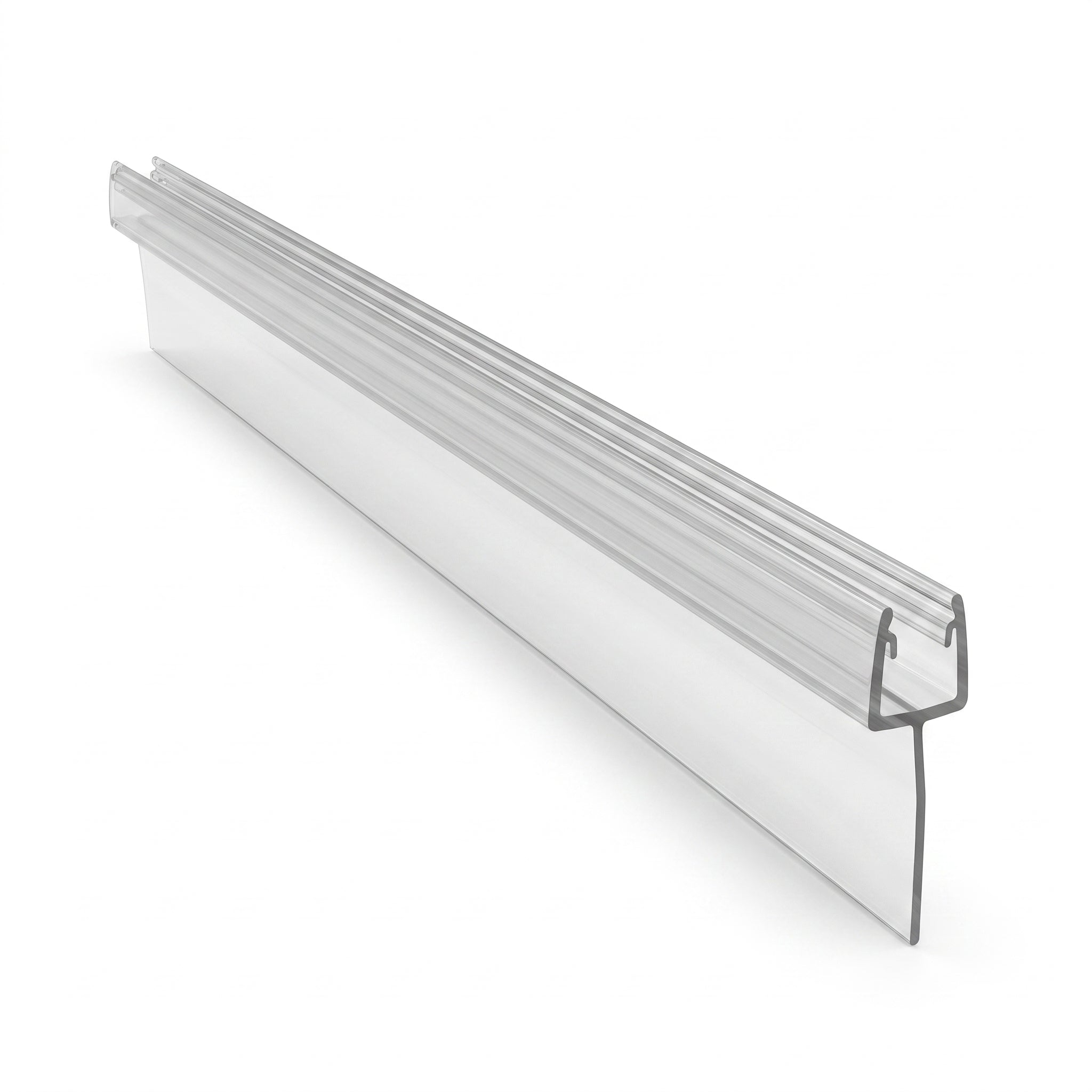 Clear SEAL172 tapered seal 900mm - channel for 4-6mm glass with fin tapering 25mm to 20mm