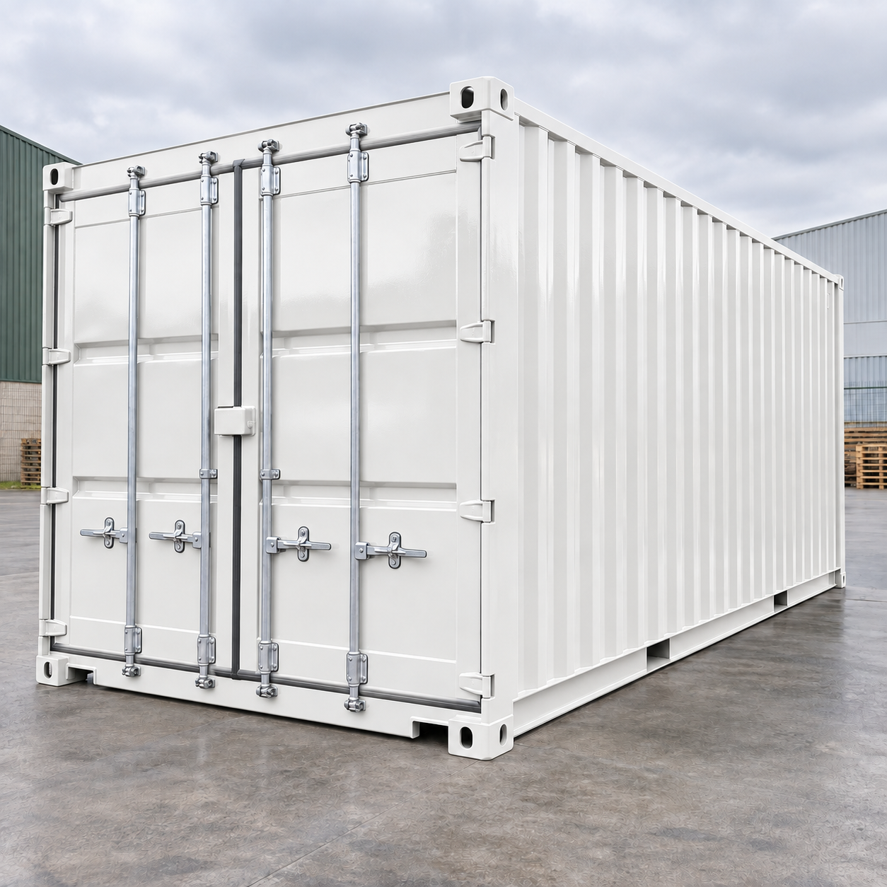 White illustrative application: Skip & Container Gloss Paint – Exterior Metal Refurbishment