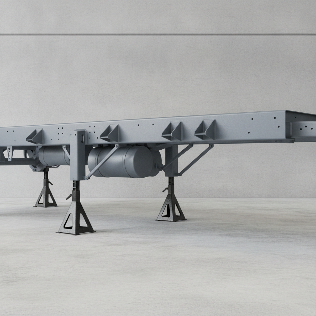 Vehicle chassis freshly painted grey underbody protective coating in UK workshop