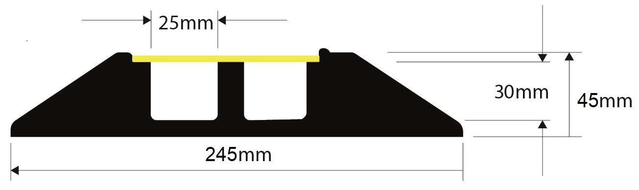 HD2 Black/Yellow - 1M  ( 2 x 25mm x 30mm holes )