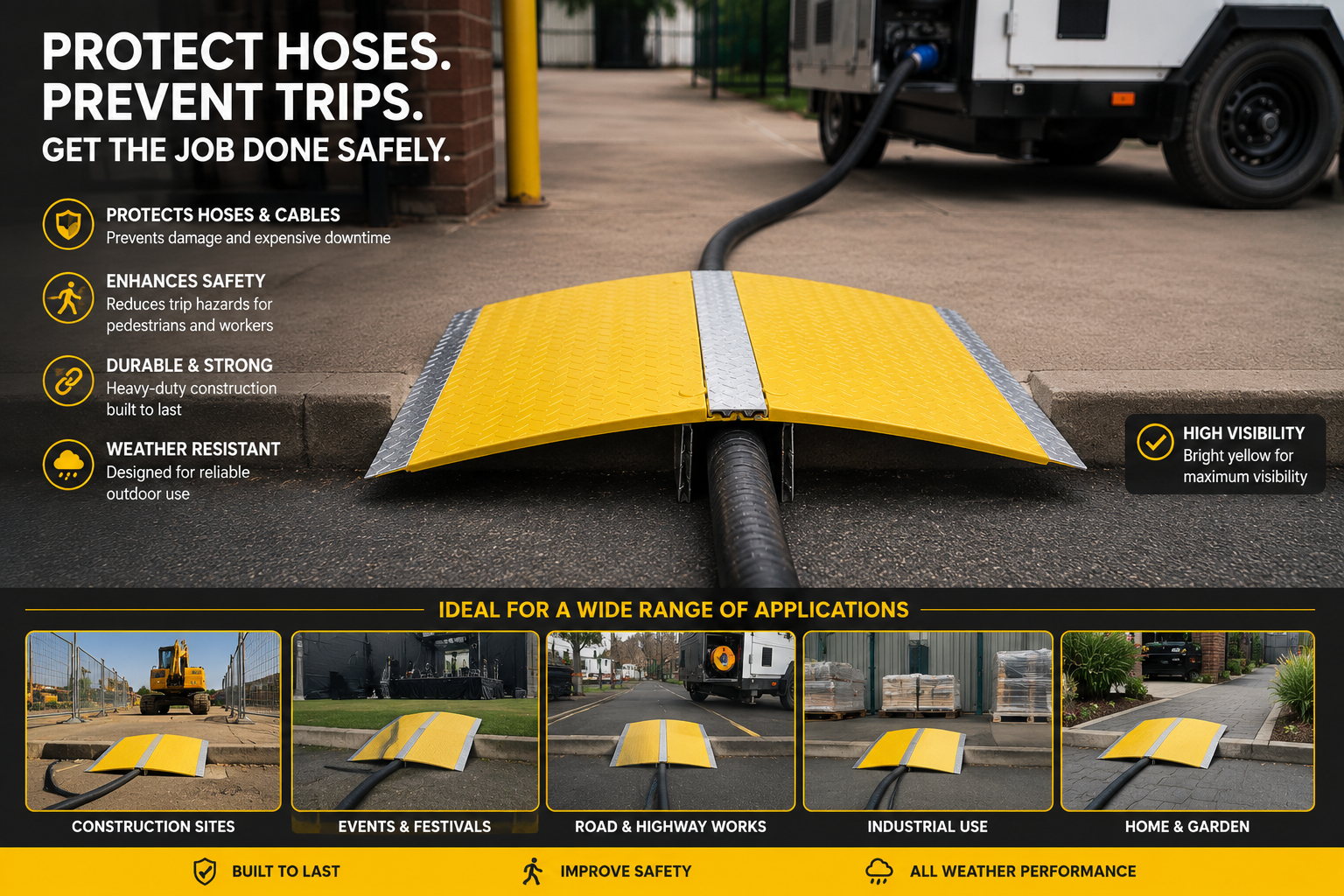 Hose and cable protection ramp