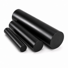 Three black nylon rods in stepped diameters stacked on white, all cut ends facing the camera