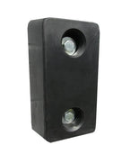 Black rubber dock bumper block with two fixing bolts fitted through pre-drilled holes