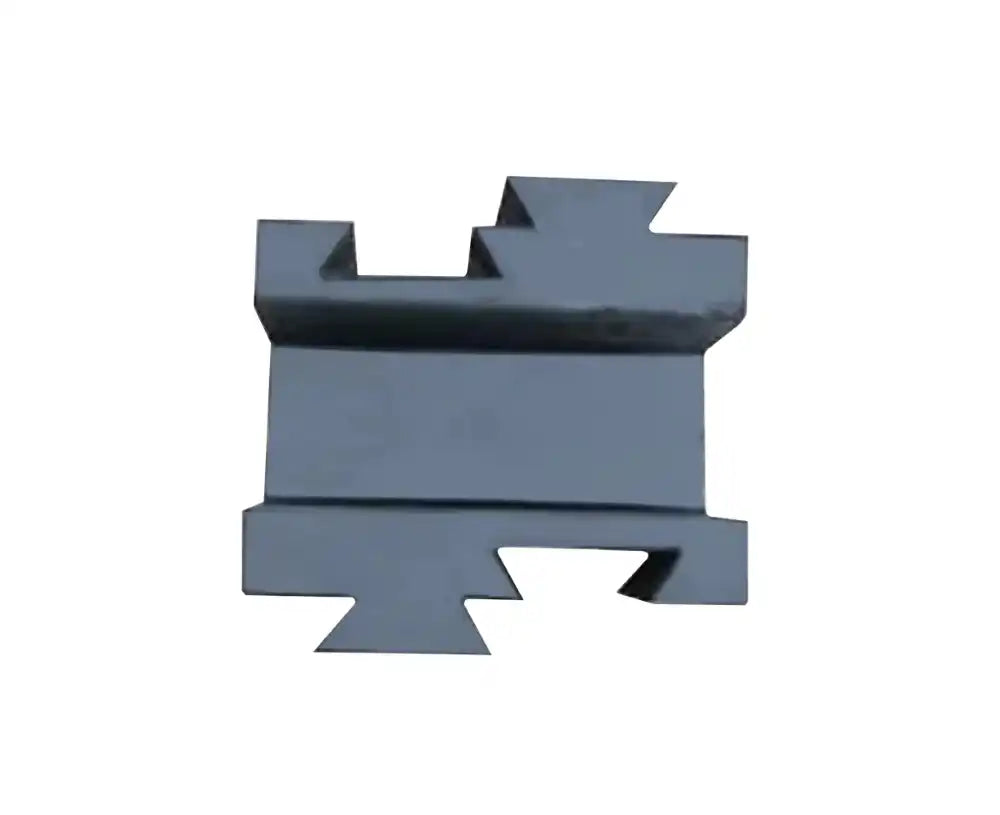 Dark grey moulded centre block seen from above, waisted middle with castellated interlocking tabs on both edges