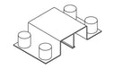 Isometric line drawing of the steel bridge section showing its top-hat span and four cylindrical posts