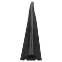 Full length of the black rubber protector viewed end-on, tapering away with the cable bore at the base