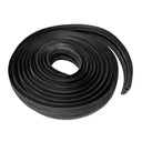 Length of black rubber cable cover coiled loosely into a large ring