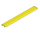 Isometric render of the long yellow cable protector strip, ribbed top and notched fittings at each end